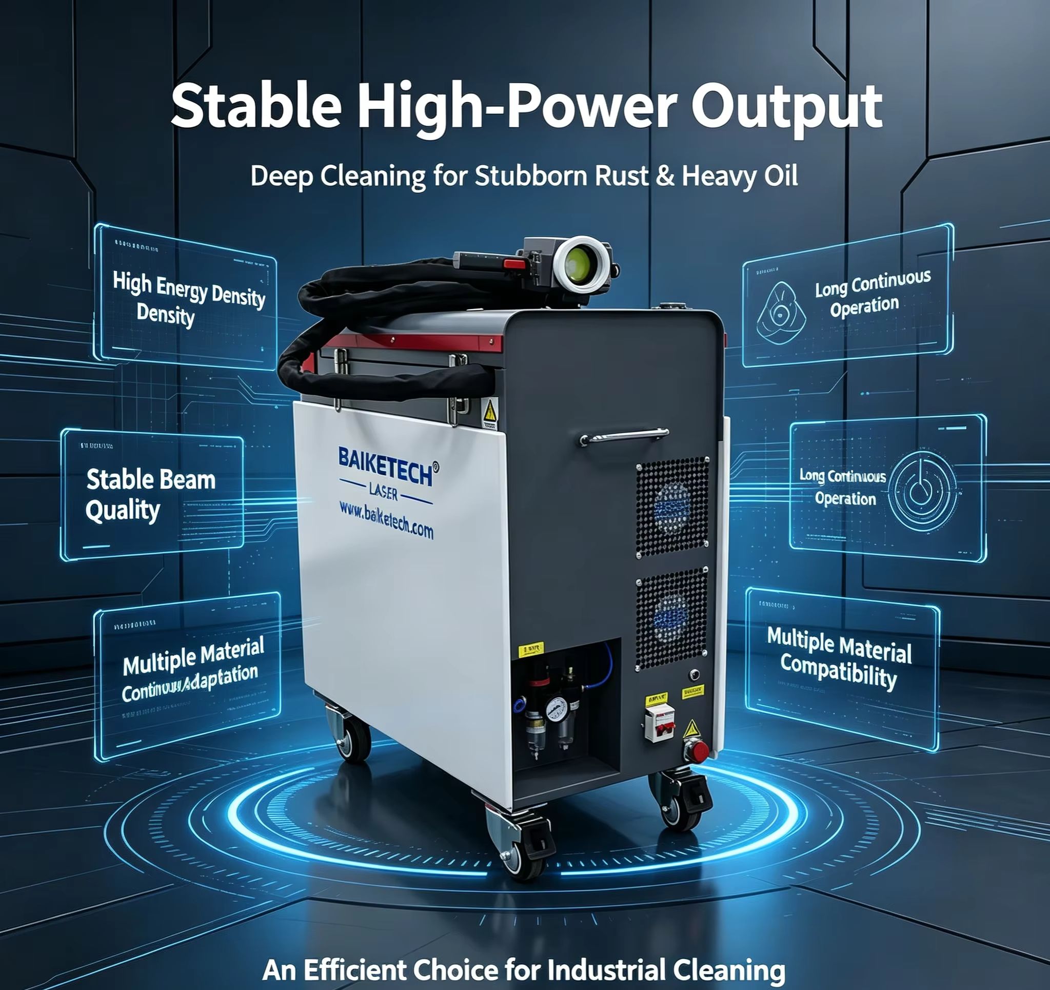 Industrial Laser Machines - Cabinet Continuous Fiber Laser Cleaning Machine