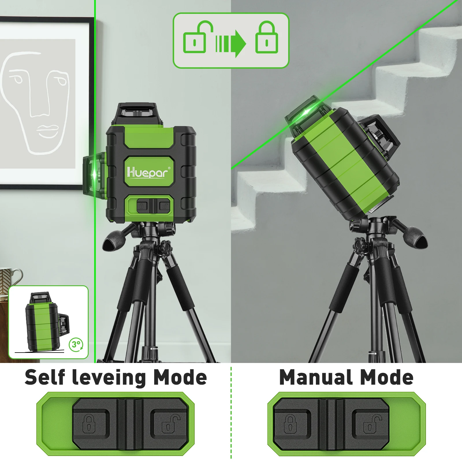 Huepar HM03CG Laser Level Gree - Industrial Laser Sensor ulasan dan harga