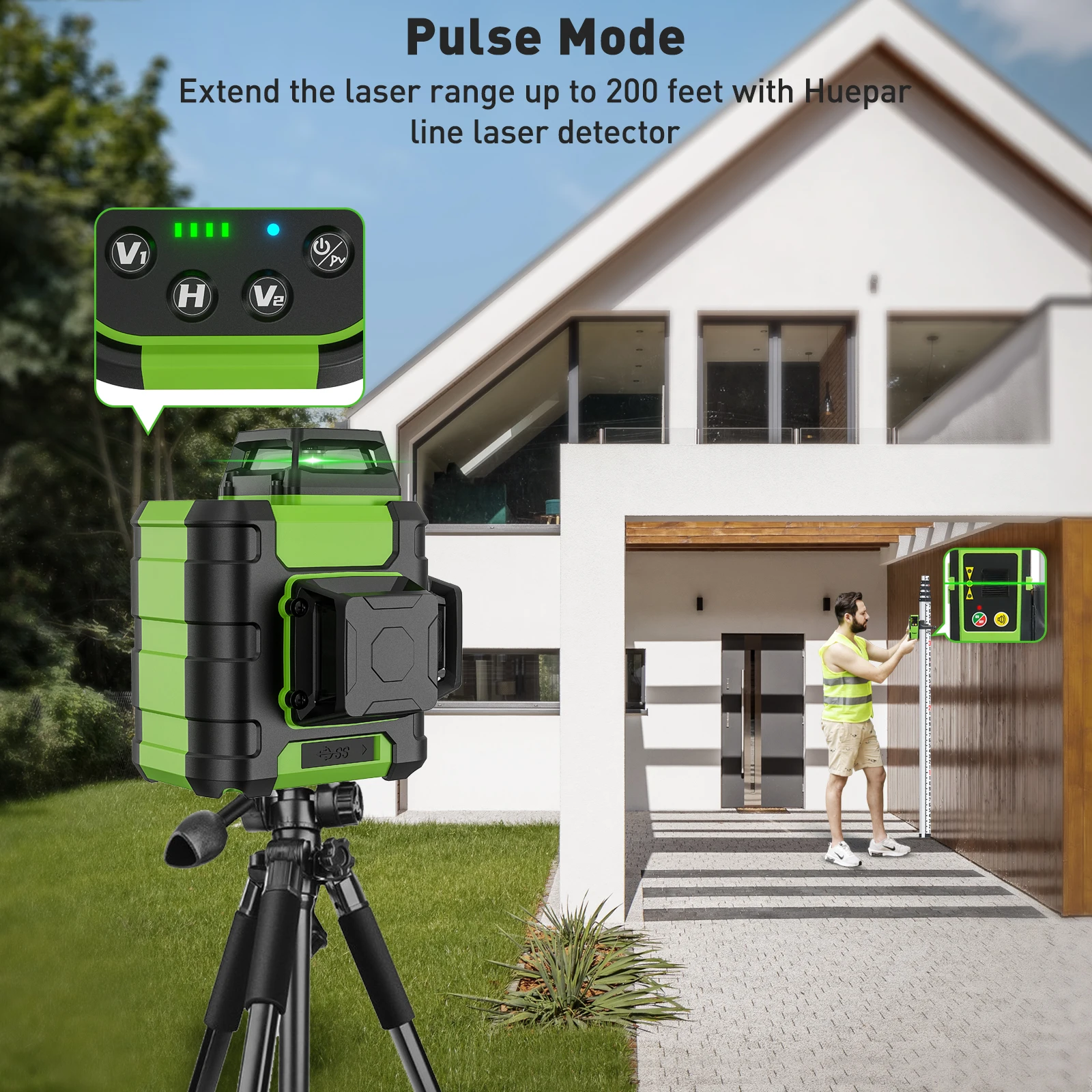Huepar HM03CG Laser Level Gree - Industrial Laser Sensor ulasan dan harga