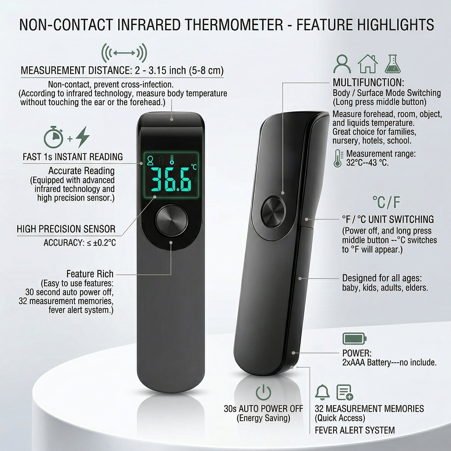 Infrared Fever Thermometer Med - Industrial Laser Temperature ulasan dan harga