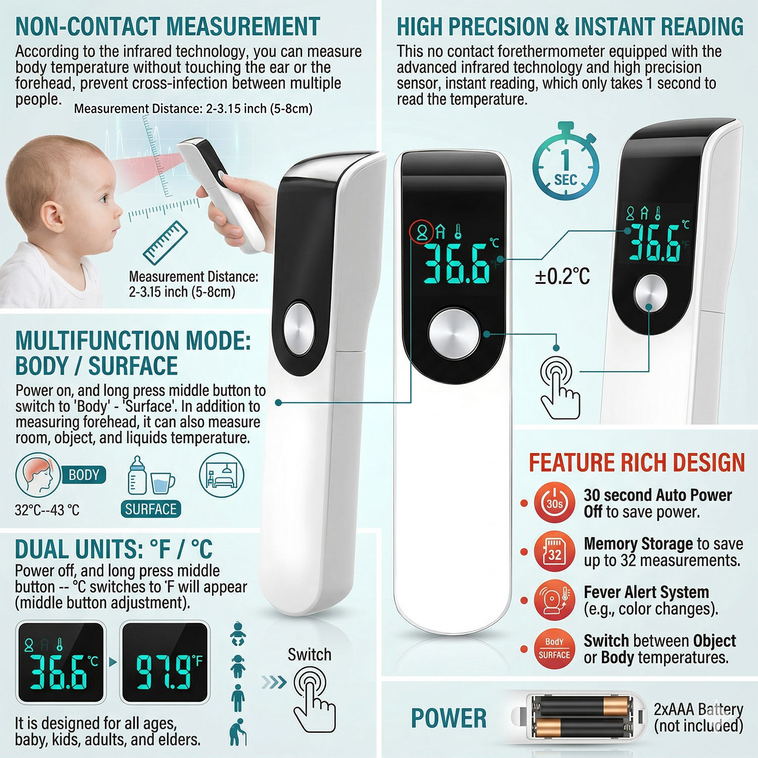 Infrared Fever Thermometer Med - Industrial Laser Temperature ulasan dan harga